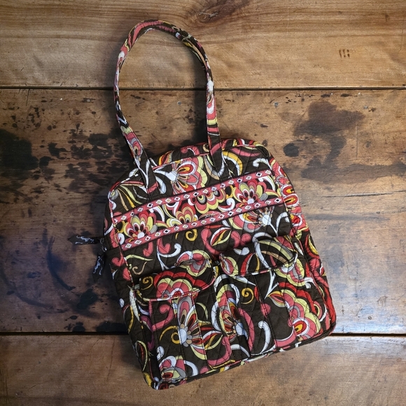 Vera Bradley Handbags - Vintage Vera Bradley Puccini Shoulder Bag – Brown, Pink, Orange, Yellow, White
